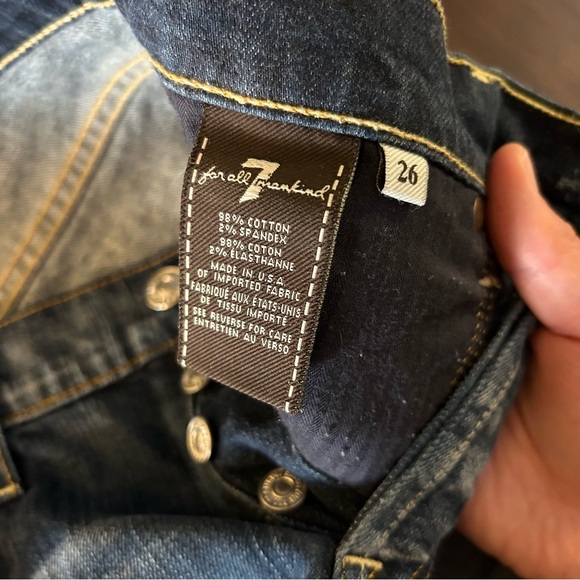 7 For All Mankind Denim Shorts Medium Wash Distressed Button Fly Shorts Size 26 - Picture 5 of 16